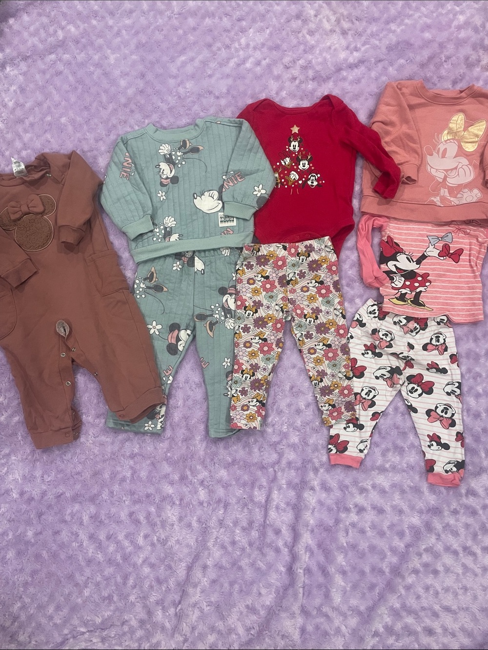 Carter's Minnie Mouse Mix & Match Pajama Set - Red, Pink, Teal, Floral Print